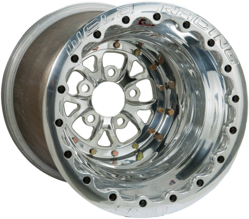 Weld V-Series 16x16 / 5x5 BP / 5in. BS Polished Wheel - Polished Double Beadlock Wheels - Forged Weld