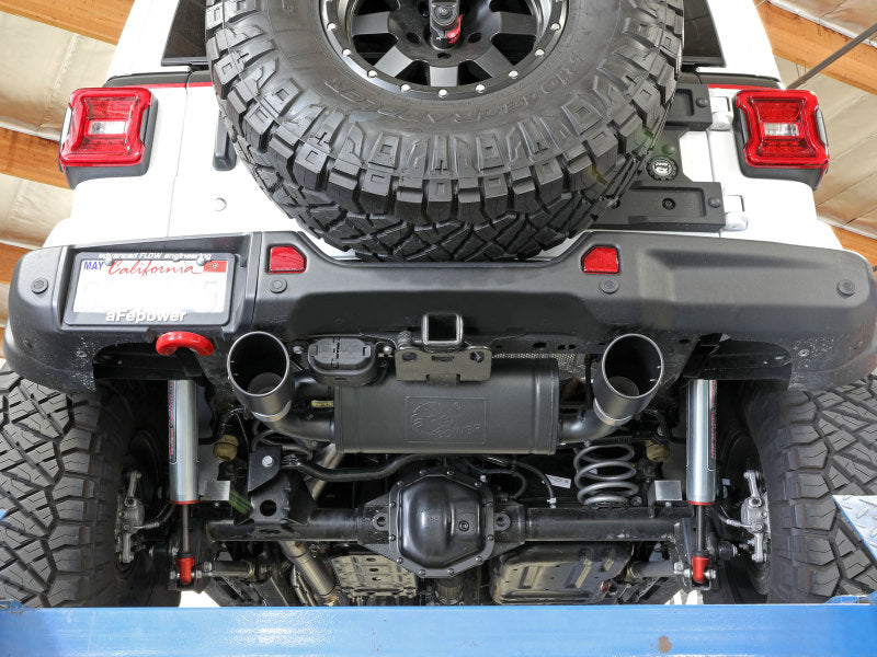 aFe Rebel Series 409 Stainless Steel Cat-Back Exhaust 18-21 Jeep Wrangler JL 2.0L (t) - Black Tip Catback aFe