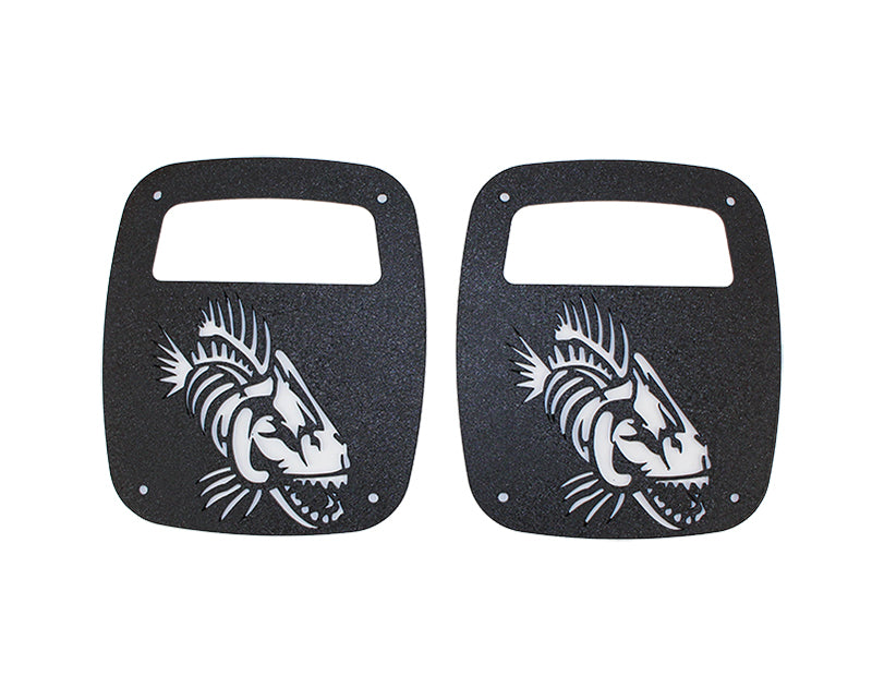 Fishbone Offroad Jeep Wrangler CJ YJ TJ Tail Light Covers - Black Textured Powdercoat Light Covers and Guards Fishbone Offroad