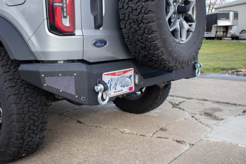 Fishbone Offroad 2021+ Ford Bronco Rear Bumper - Black Bumpers - Steel Fishbone Offroad
