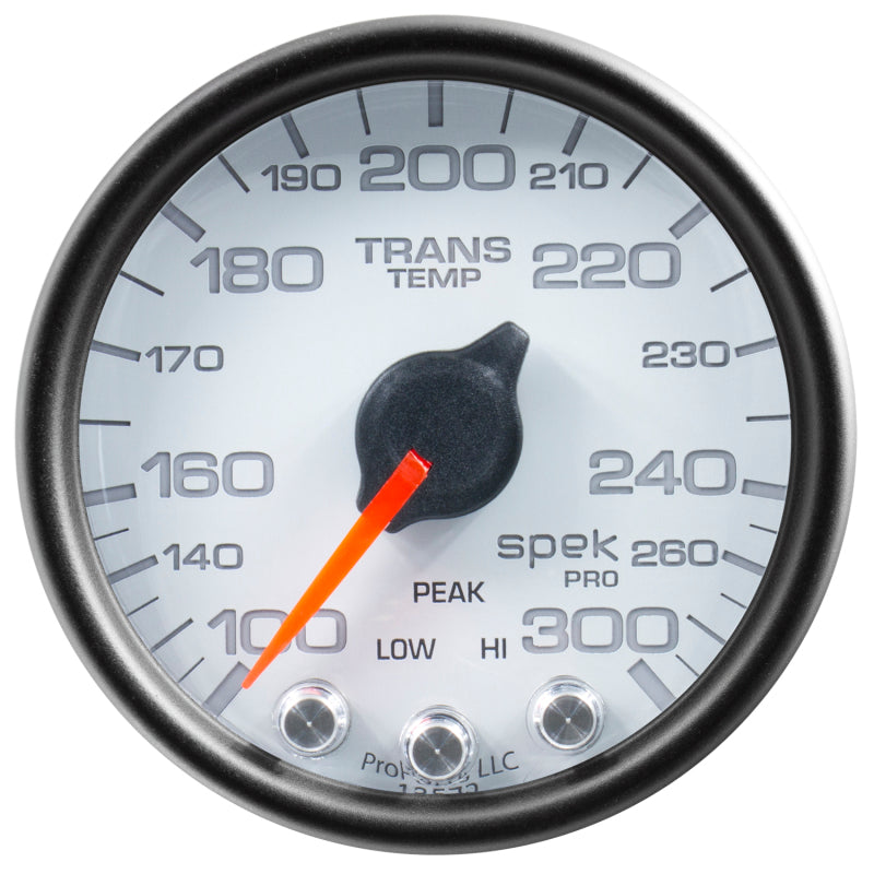 Autometer Spek-Pro Gauge Trans Temp 2 1/16in 300f Stepper Motor W/Peak & Warn Wht/Blk Gauges AutoMeter