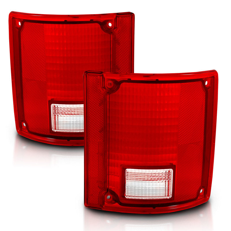 ANZO 1978-1991 Chevy Blazer Taillight Red/Clear Lens w/o Chrome Trim Fleetside (OE Replacement) Tail Lights ANZO