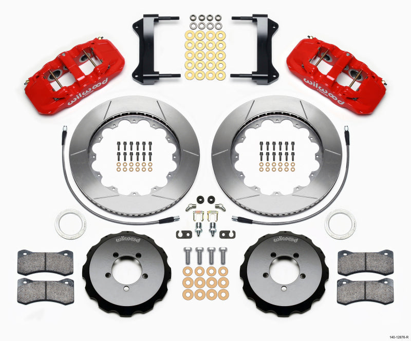 Wilwood AERO6 Front Hat Kit 14.00 Red 1999-2012 Subaru WRX w/Lines Big Brake Kits Wilwood