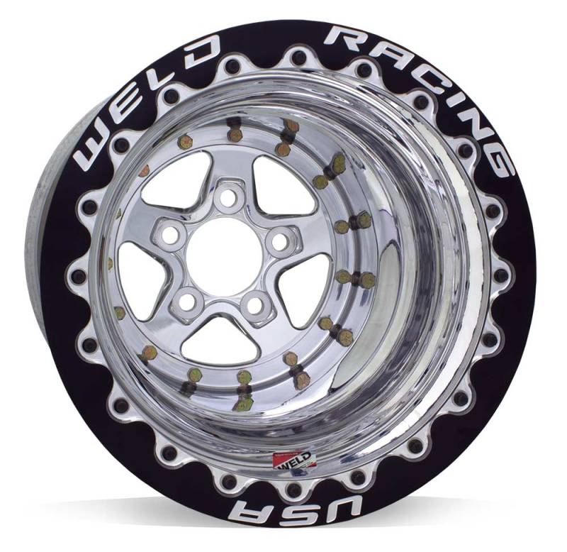 Weld Alumastar 2.0 15x15 / 5x4.75 BP / 4in. BS Polished Wheel - Polished Double Beadlock MT Wheels - Forged Weld