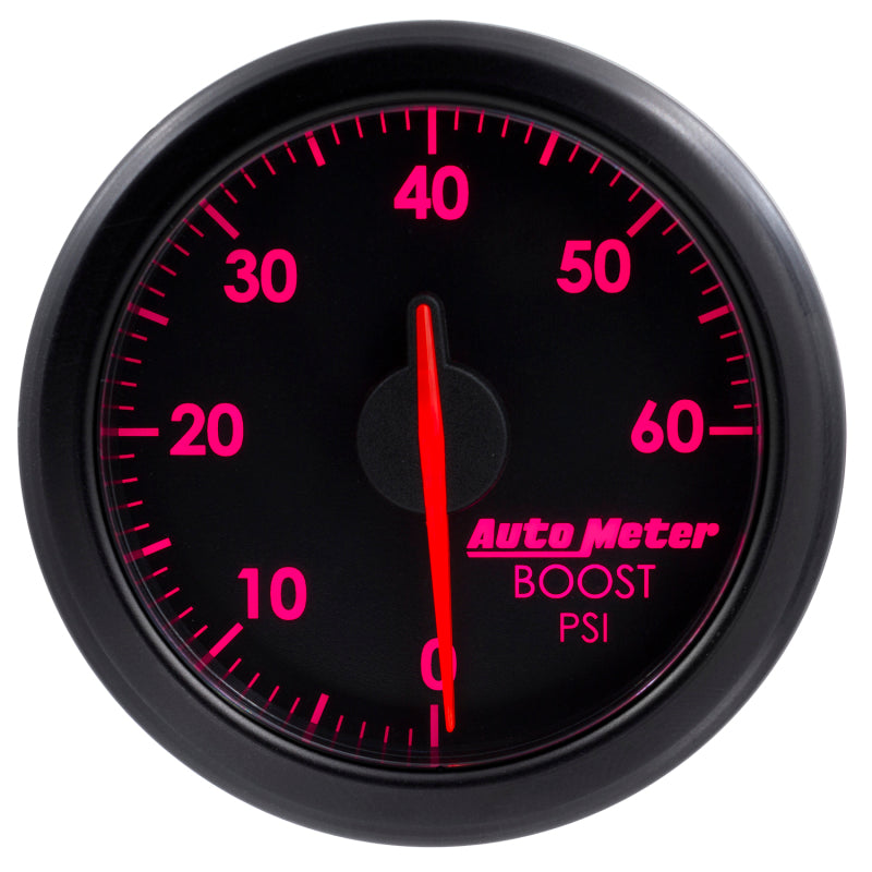 Autometer Airdrive 2-1/6in Boost Gauge 0-60 PSI - Black Gauges AutoMeter