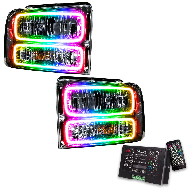 Oracle 05-07 Ford F-250/350 SMD HL - Chrome - ColorSHIFT w/ 2.0 Controller Headlights ORACLE Lighting