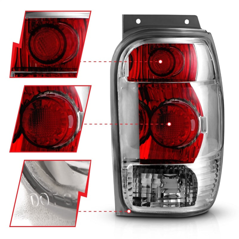 ANZO 1998-2001 Ford Explorer Taillights Chrome Tail Lights ANZO