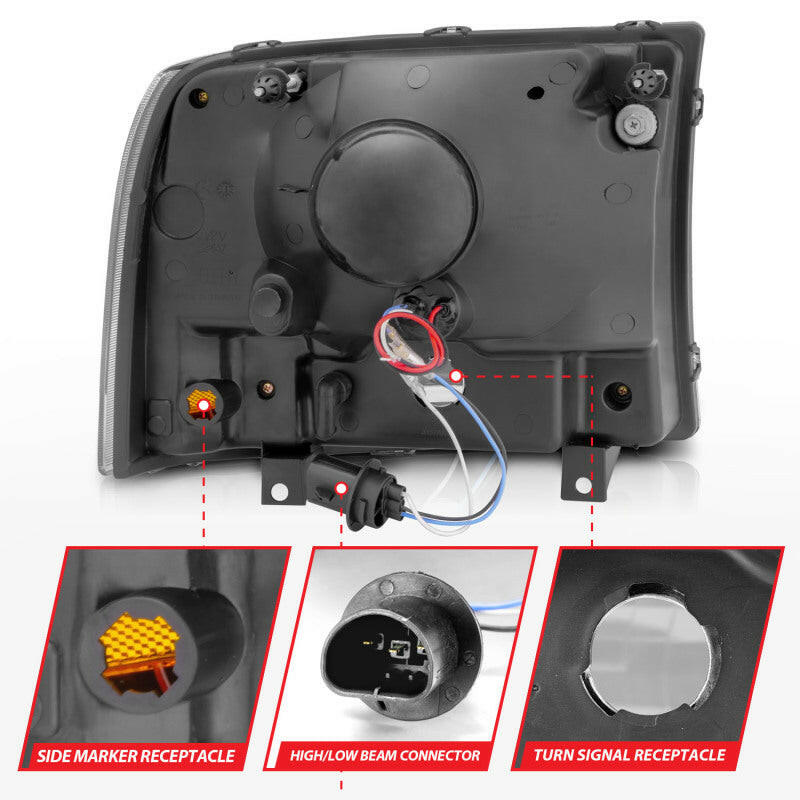 ANZO 2000-2004 Ford Excursion Crystal Headlights Chrome w/ LED 1pc Headlights ANZO