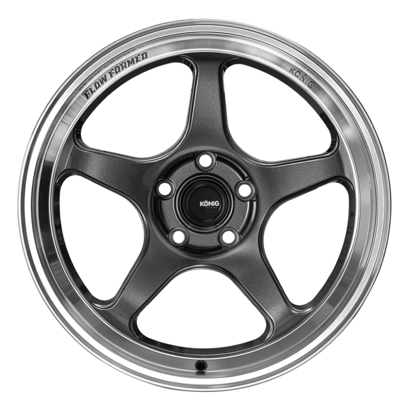 Konig Hyperspec 18x8 5X114.3 ET35 Anthracite Metallic Wheel w/ Mirror Machined Lip Wheels - Cast Konig