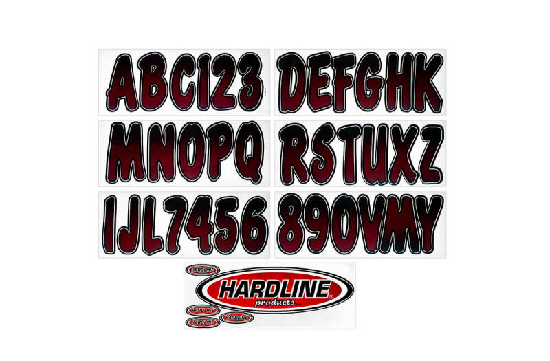 Hardline Boat Lettering Registration Kit 3 in. - 200 Burgundy/Black Stickers/Decals/Banners Hardline
