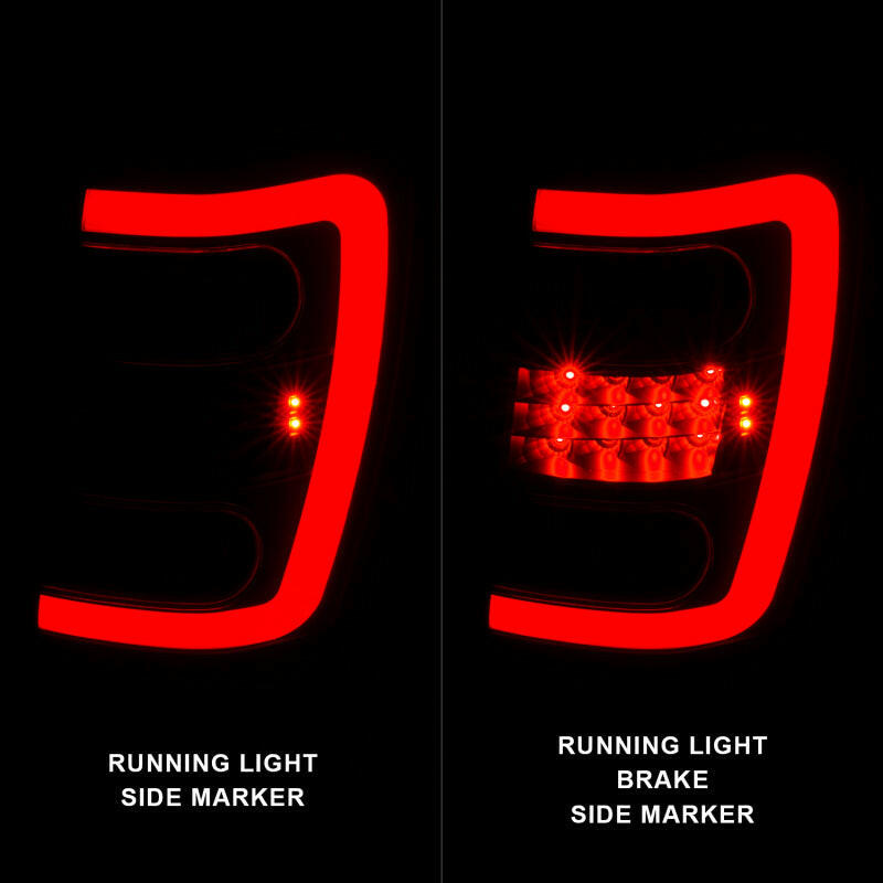 ANZO 1999-2004 Jeep Grand Cherokee LED Tail Lights w/ Light Bar Black Housing Clear Lens Tail Lights ANZO