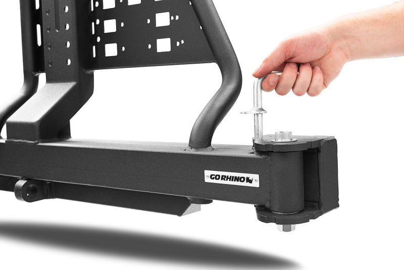 Go Rhino Swing-A-Way Hitch Mounted Tire Carrier (Lic. Plate Lights Not Included) - Textured Black Tire Carriers Go Rhino