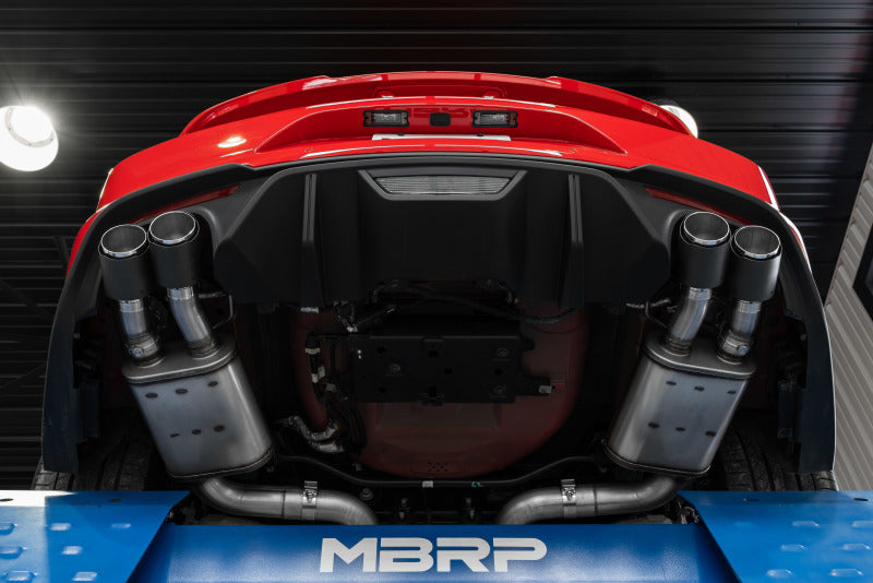 MBRP 18-20 Ford Mustang GT 5.0 w/ Quad Tip Active Exhaust Cat Back Split Rear T304 w/ Carb Fib Tips Catback MBRP