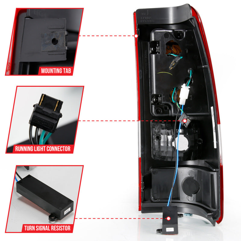 ANZO 1999-2002 Chevy Silverado 1500 LED Taillights Plank Style Chrome With Red/Clear Lens Tail Lights ANZO