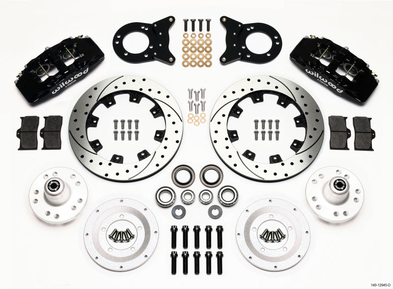 Wilwood Dynapro 6 Front Hub Kit 12.19in Drilled 1970-1973 Mustang Disc & Drum Spindle Big Brake Kits Wilwood