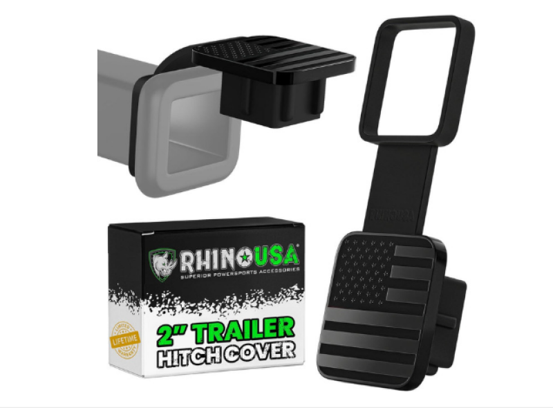 Rhino USA 2In American Flag Hitch Cover - Black Hitch Accessories Rhino USA