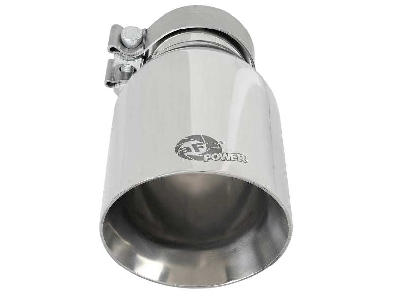 aFe MACH Force-Xp Univ 304 SS Double-Wall Clamp-On Exhaust Tip - Polished - 3in Inlet - 4.5in Outlet Tips aFe