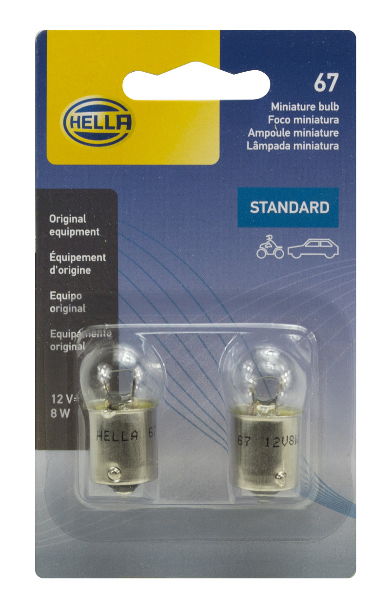 Hella Bulb 67 12V 8W 4Cp Ba15S G6 (2) Bulbs Hella