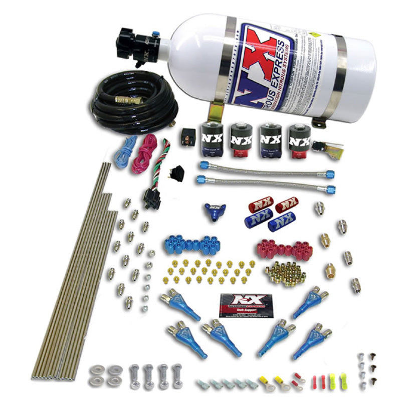 Nitrous Express Pro-Shk/Alc 4 Solenoids Nitrous Kit (250-650HP) w/15lb Bottle Nitrous Systems Nitrous Express