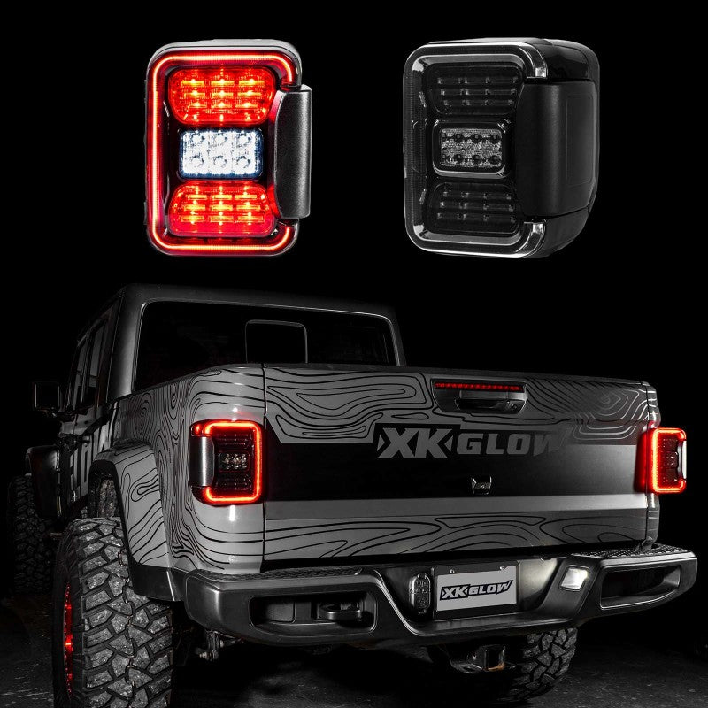 XK Glow Jeep JT Gladiator LED Taillight w/ Smoked Lens Light Accessories and Wiring XKGLOW