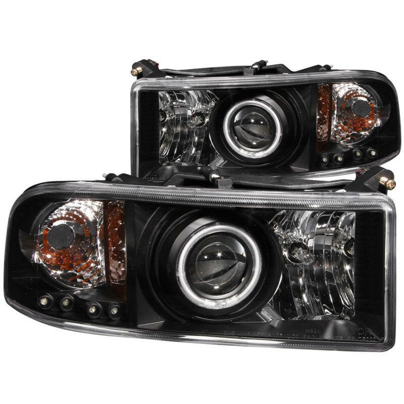 ANZO 1994-2001 Dodge Ram Projector Headlights w/ Halo Black Headlights ANZO