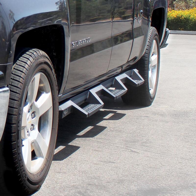 Westin 14-18 Chevrolet Silverado 1500 DC 6.5ft Bed HDX Drop W2W Nerf Step Bars - Tex. Blk Nerf Bars Westin
