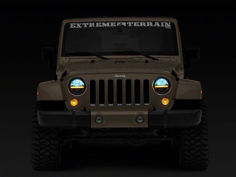 Raxiom 97-18 Jeep Wrangler TJ & JK Axial 7-In LED Headlights w/ DRL - Black Housing (Clear Lens) Headlights Raxiom