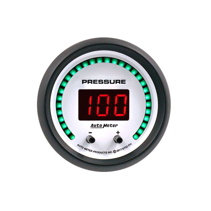 Autometer 52.4mm White Switchable 0-1600 PSI/0-110 BAR Fluid Pressure Phantom Elite Digital Gauge Gauges AutoMeter