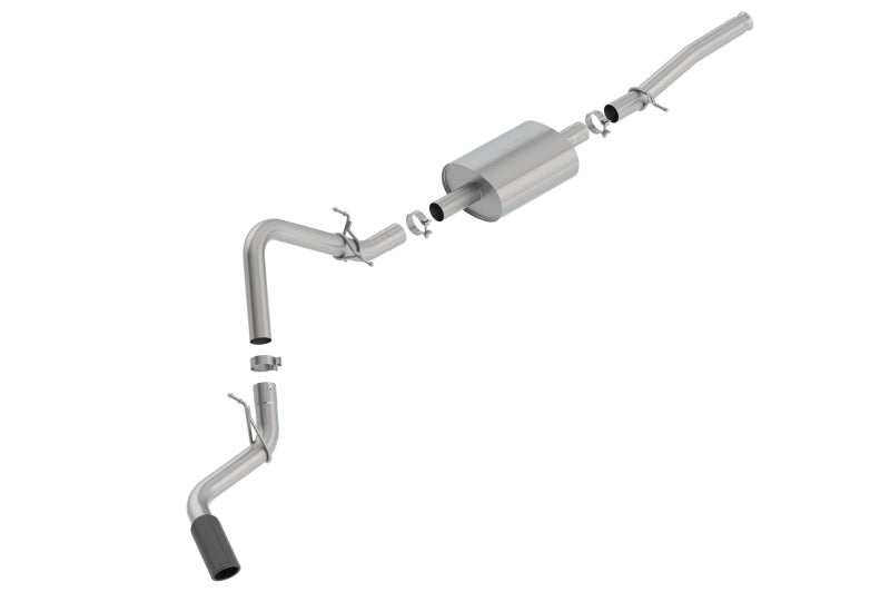 Borla 2019 Silv/Sierra C/B Exhaust S-Type 1500 5.3L V8 2DR REG. CAB, STD. BED WB 126 Blk Chrome Tip Catback Borla