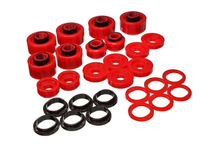 Energy Suspension 99-07 Ford F-250/F-350 SD 2/4WD Crew Cab Body Mount Set - Red Bushing Kits Energy Suspension