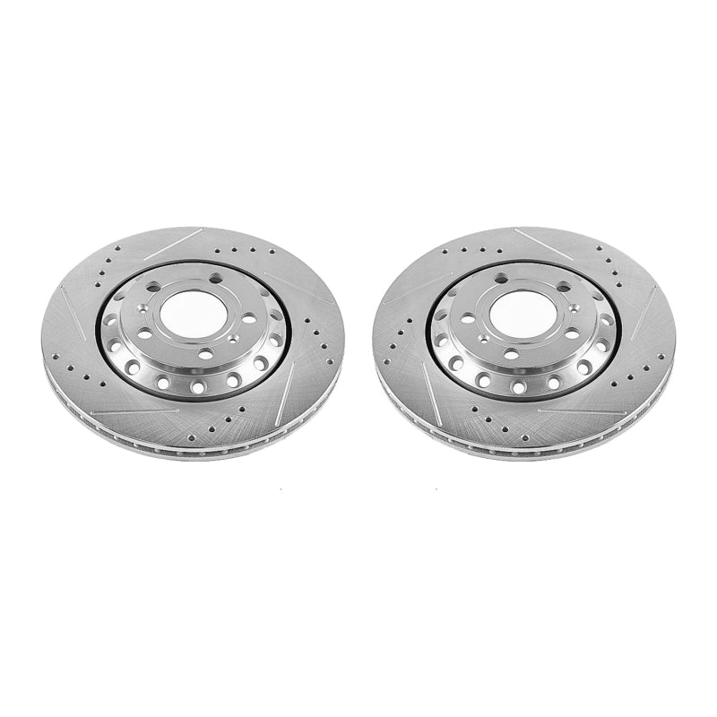 Power Stop 03-10 Audi A8 Quattro Rear Evolution Drilled & Slotted Rotors - Pair Brake Rotors - Slot & Drilled PowerStop