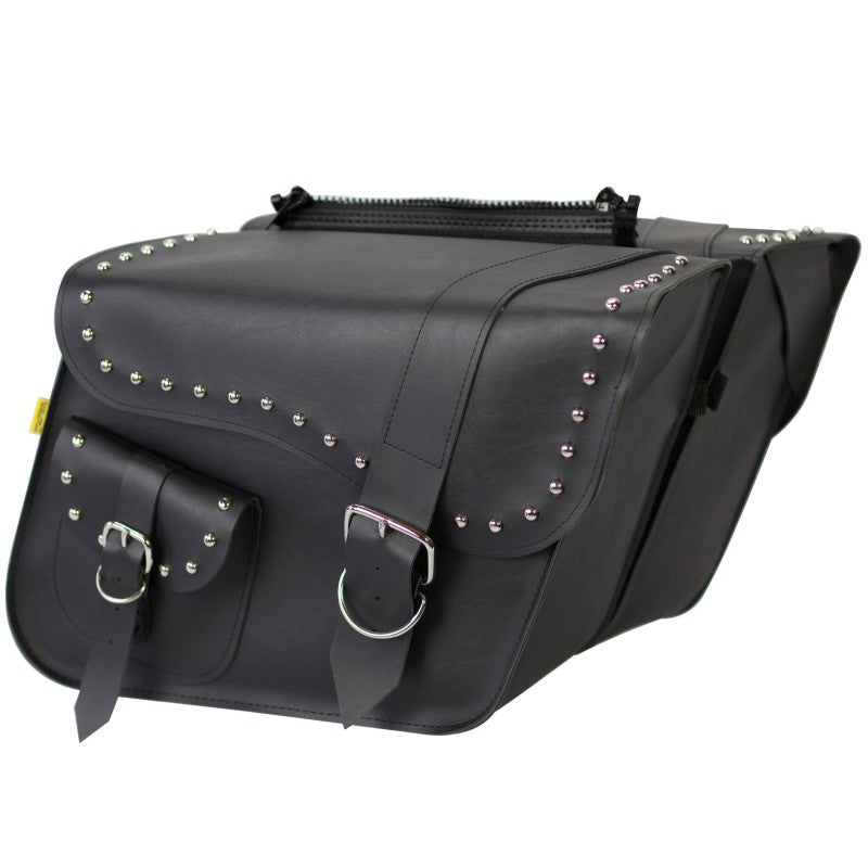 Willie & Max Universal Ranger Studded Large Slant Saddlebags (16 in L x 11 in H x 6.5 in W) - Black Bags - Saddlebags Willie & Max