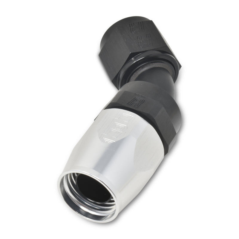 Russell Performance -8 AN Black/Silver 45 Degree Full Flow Hose End Fittings Russell