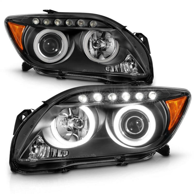 ANZO 2005-2010 Scion Tc Projector Headlights w/ Halo Black (CCFL) Headlights ANZO