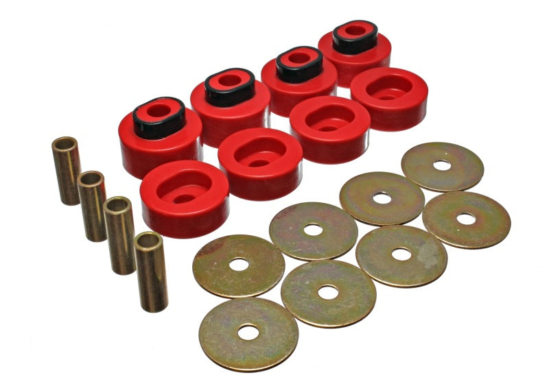 Energy Suspension 73-79 Chrysler RWD B-Body (Charger/GTX/Roadrunner/Superbee) Red Body Mount Set Bushing Kits Energy Suspension