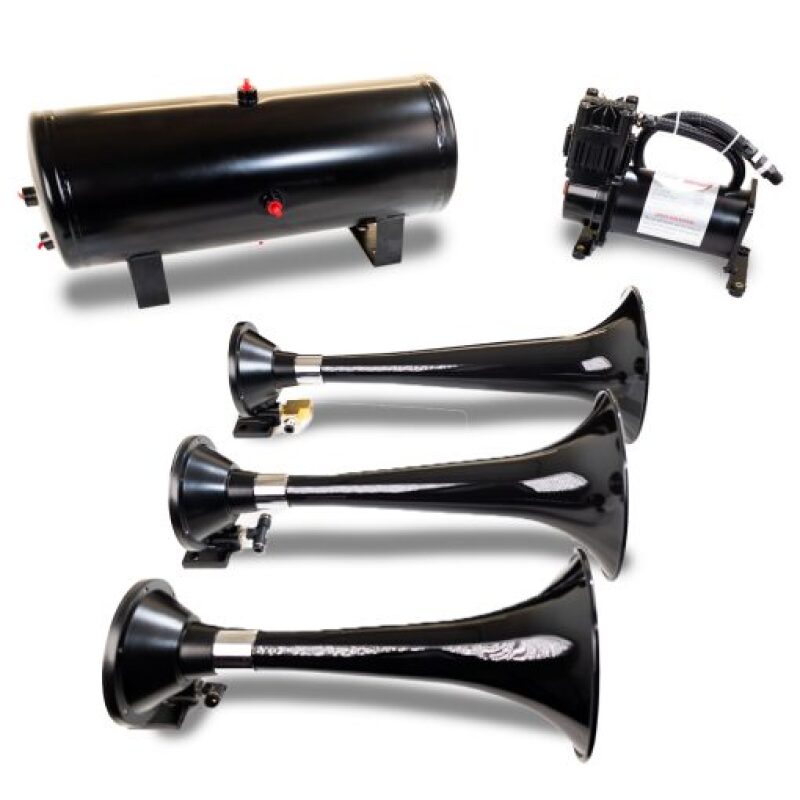 Kleinn Triple Black Horn Kit w/150 PSI Waterproof 3.0 gal Air Tank Horns Kleinn Air Horns