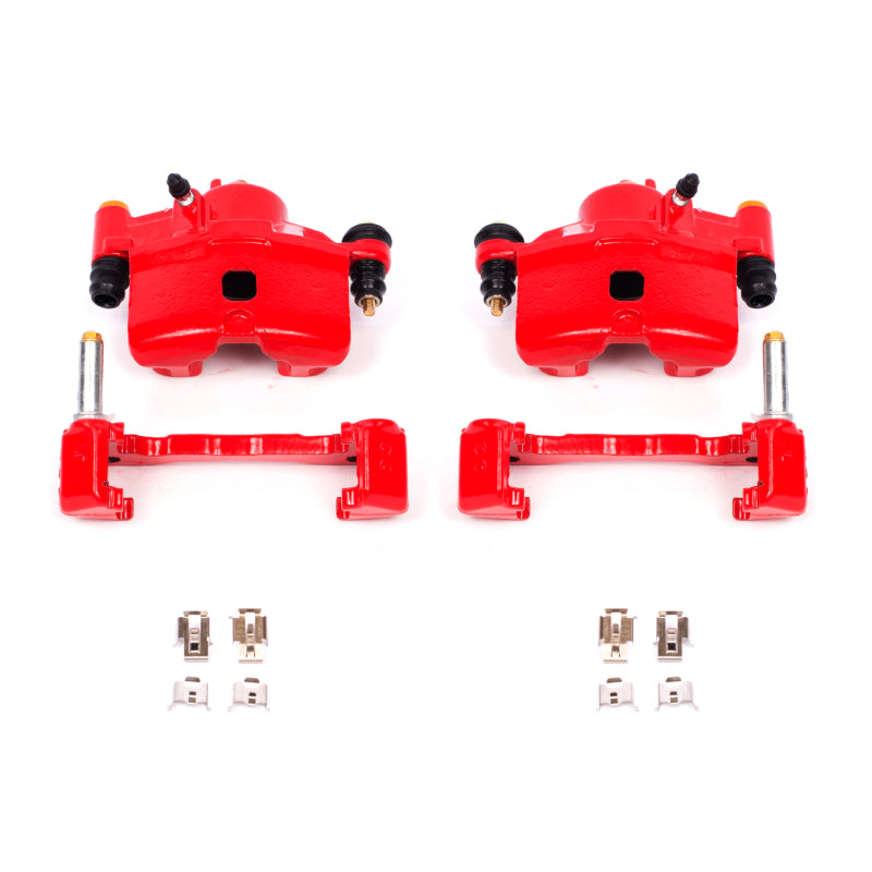Power Stop 90-00 Honda Civic Front Red Calipers w/Brackets - Pair Brake Calipers - Perf PowerStop