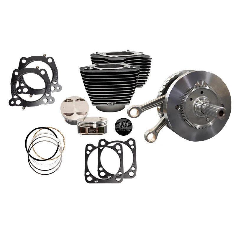 S&S Cycle 2017+ M8 131in 4-5/8in Stroke Hot Set Up Kit - Wrinkle Black w/ Highlight Piston Sets - Powersports S&S Cycle