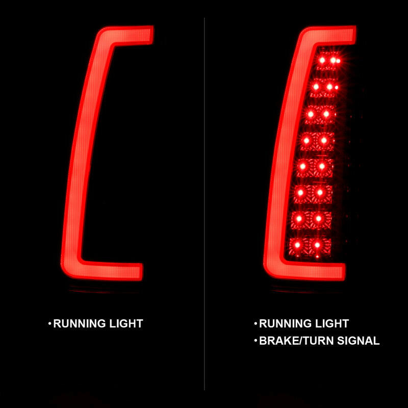 ANZO 1999-2000 Cadillac Escalade LED Taillights Black Housing Smoke Lens Pair Tail Lights ANZO