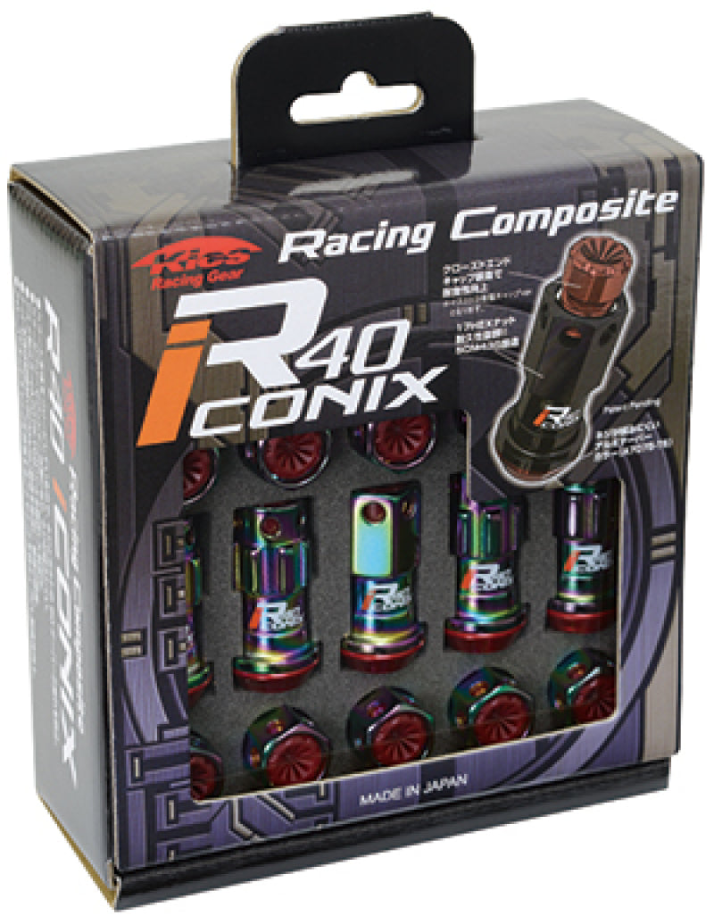 Project Kics 16+4 Locks Neocro R40 Iconix W/ Plastic Cap (Black) - 12X1.25 Lug Nuts Project Kics