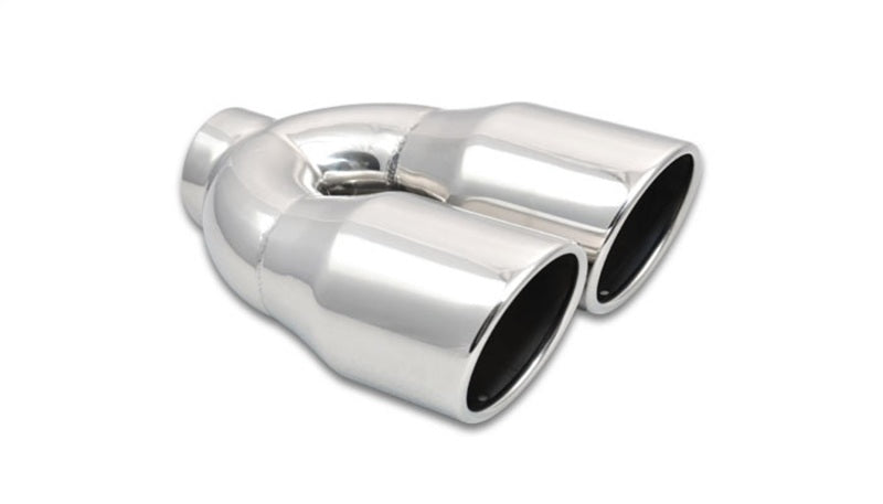 Vibrant 2.5in ID Dual 3.5in OD Round SS Exhaust Tip (Single Wall Angle Cut) Tips Vibrant