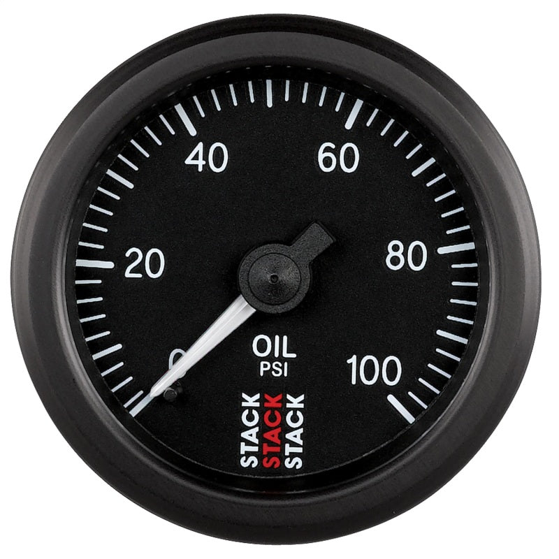 Autometer Stack 52mm 0-100 PSI 1/8in NPTF (M) Mechanical Oil Pressure Gauge - Black Gauges AutoMeter