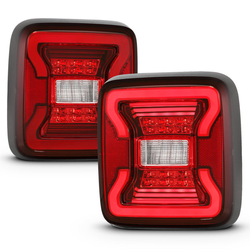 ANZO 18-19 Jeep Wrangler JL LED Taillights Black Tail Lights ANZO
