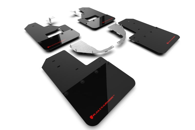 Rally Armor 21-25 Ford Bronco (Steel Bmpr + RB - NO Rptr/Sprt) Blk Mud Flap w/Red Logo Mud Flaps Rally Armor