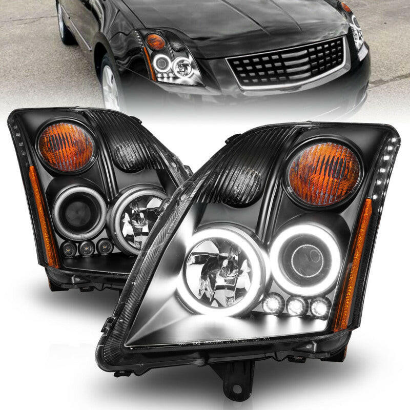 ANZO 2007-2012 Nissan Sentra Projector Headlights Black Headlights ANZO