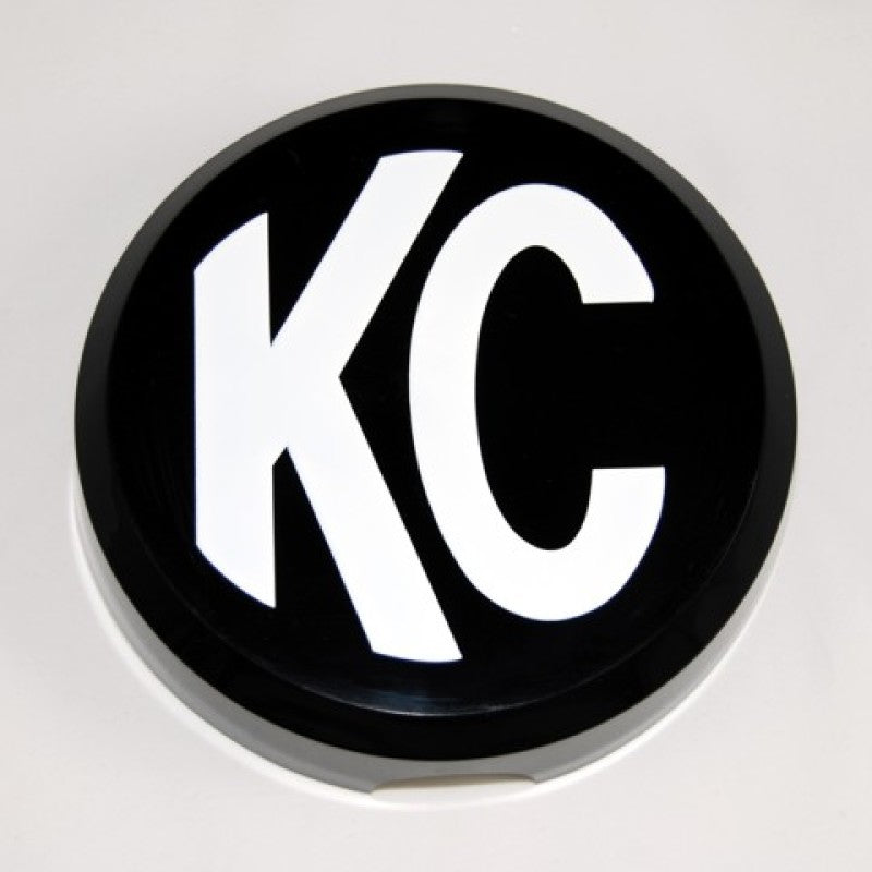 KC HiLiTES 6in. Round Hard Cover for Daylighter/SlimLite/Pro-Sport (Single) - Black w/White KC Logo Light Covers and Guards KC HiLiTES