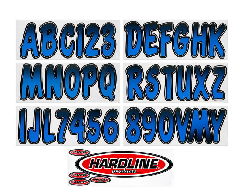 Hardline Boat Lettering Registration Kit 3 in. - 200 Blue/Black Stickers/Decals/Banners Hardline