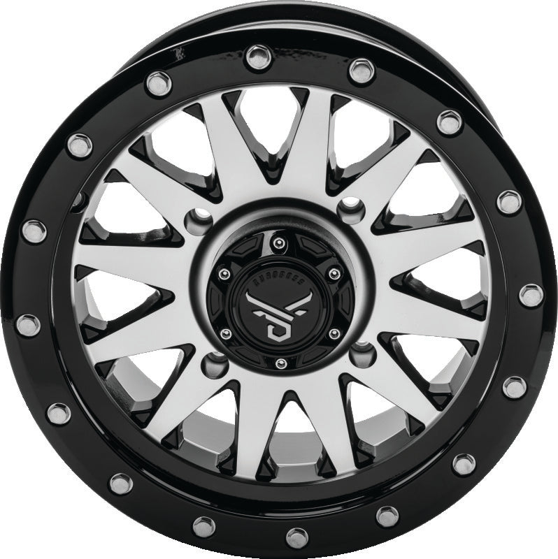 QuadBoss Wagon 14X7 4+3 4/156 Black Machined Wheels - Cast QuadBoss
