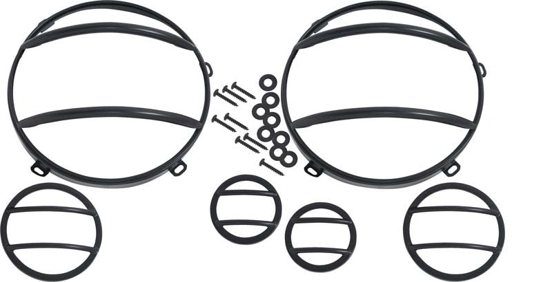 Kentrol 07-18 Jeep Wrangler JK Headlight/Marker Cover Set 6 Pieces - Powdercoat Black Headlights Kentrol