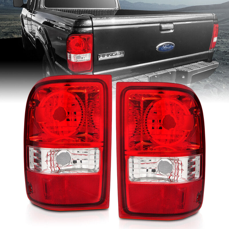 ANZO 2001-2011 Ford Ranger Taillights w/ Red/Clear Lens (OE Replacement) Pair Tail Lights ANZO